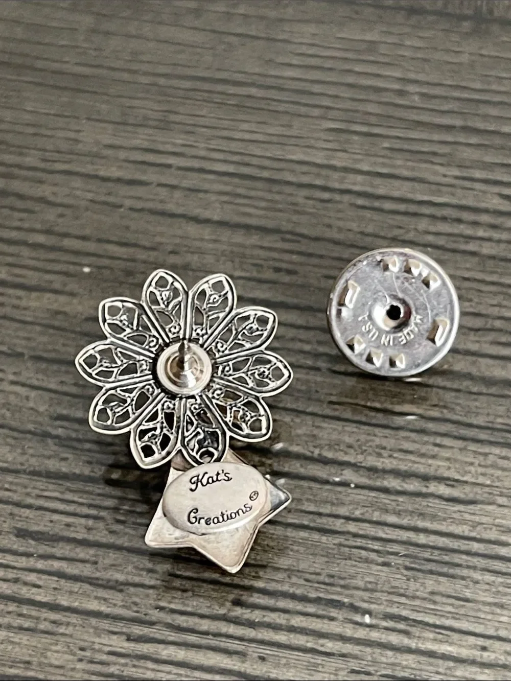 Kat's Creations Brooch Angel Cherub Filigree Metal Pin Vintage Designer Jewelry